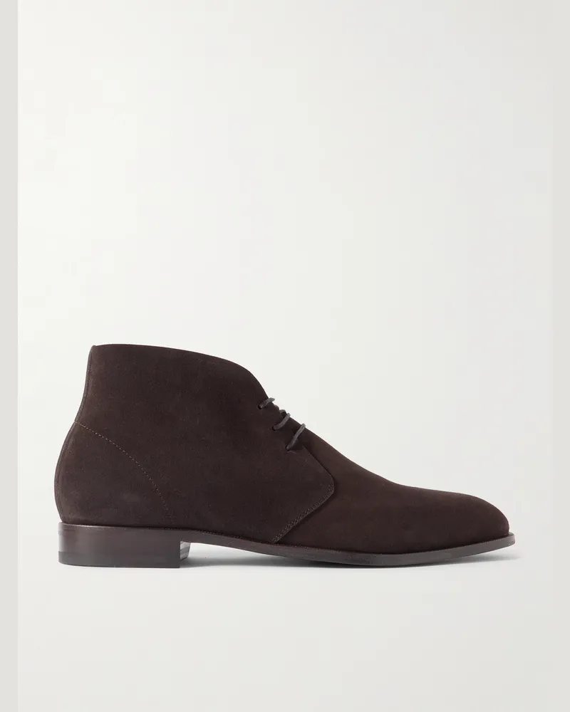 Manolo Blahnik Berwick Suede Chukka Boots Brown
