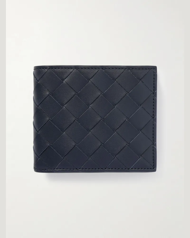 Bottega Veneta Intrecciato Leather Billfold Wallet Blue