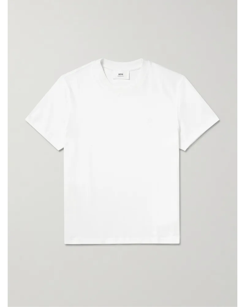 AMI Paris ADC T-Shirt aus Biobaumwoll-Jersey mit Logostickerei Weiß