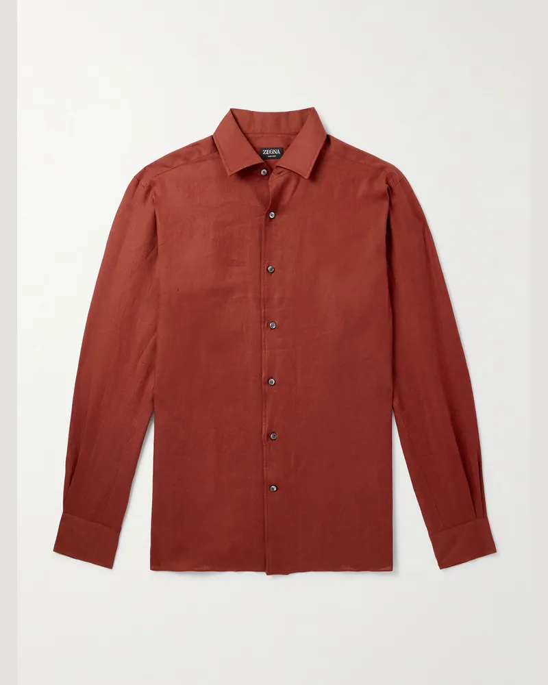 Ermenegildo Zegna Hemd aus „Oasi“-Leinen Rot