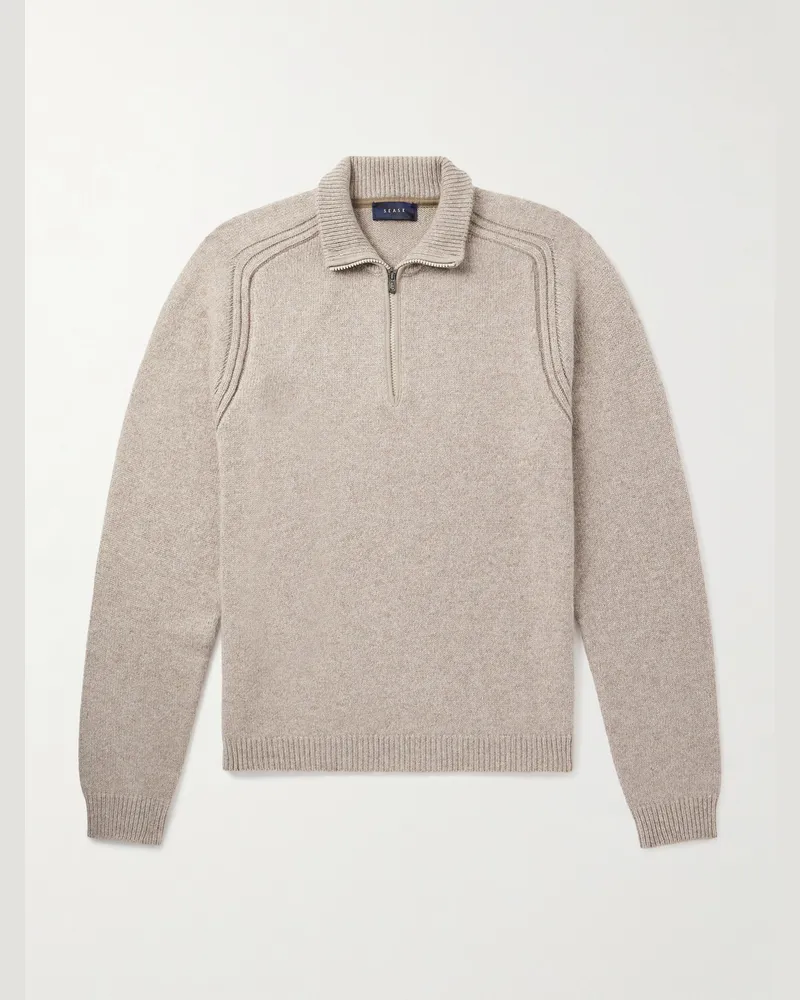 SEASE Cashmere Half-Zip Sweater Neutrals