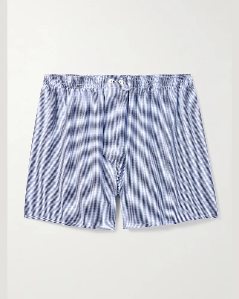 Derek Rose Barker 37 Boxershorts aus kariertem Baumwollbatist Blau