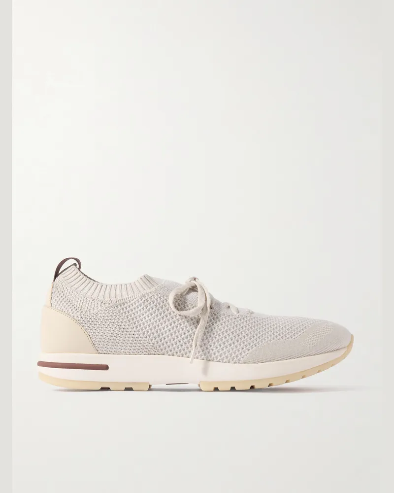 Loro Piana 360 Flexy Sneakers aus Wish®-Wollstrick mit Lederbesatz Grau