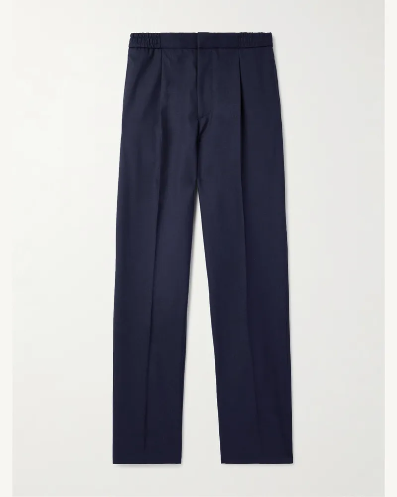 Officine Generale Drew schmal zulaufende Hose aus Wolle mit Falten Blau