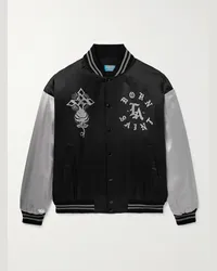 SAINT MXXXXXX Born X Raised Bomberjacke aus glänzendem Twill mit Print Schwarz