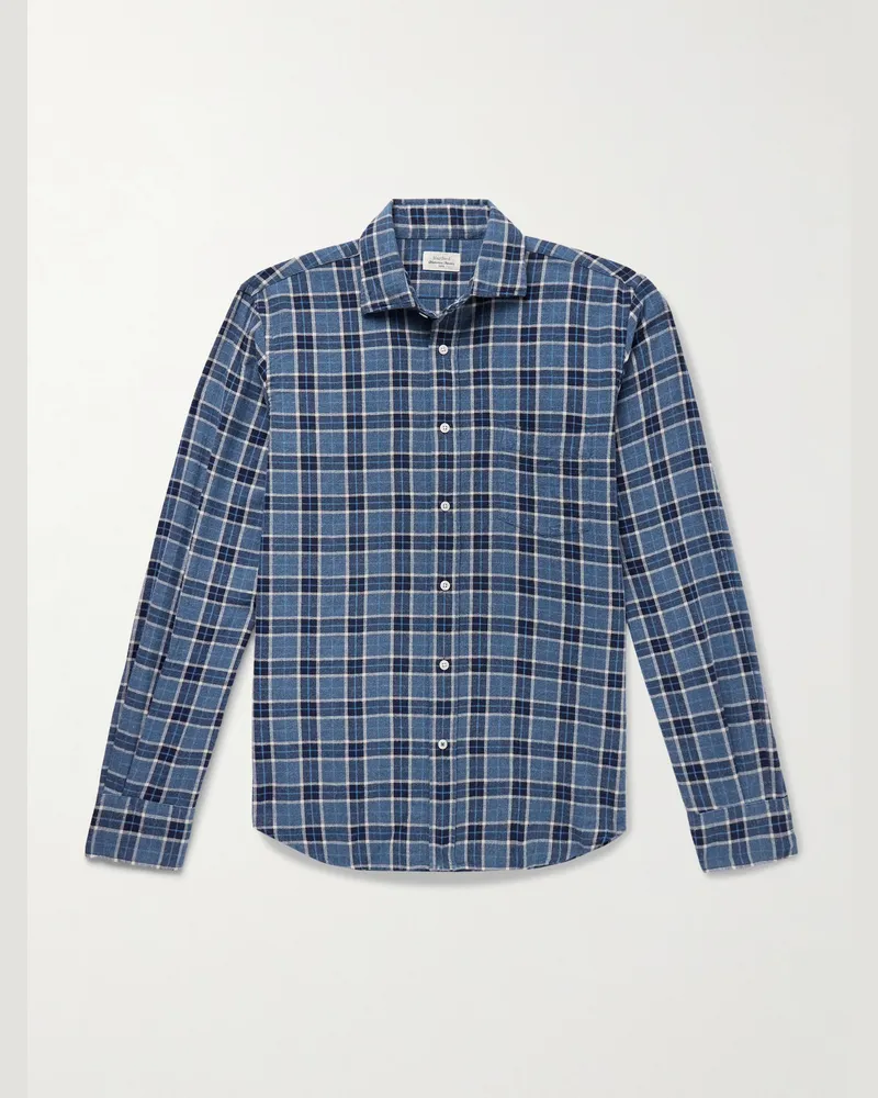 Hartford Paul Hemd aus kariertem Baumwollflanell Blau