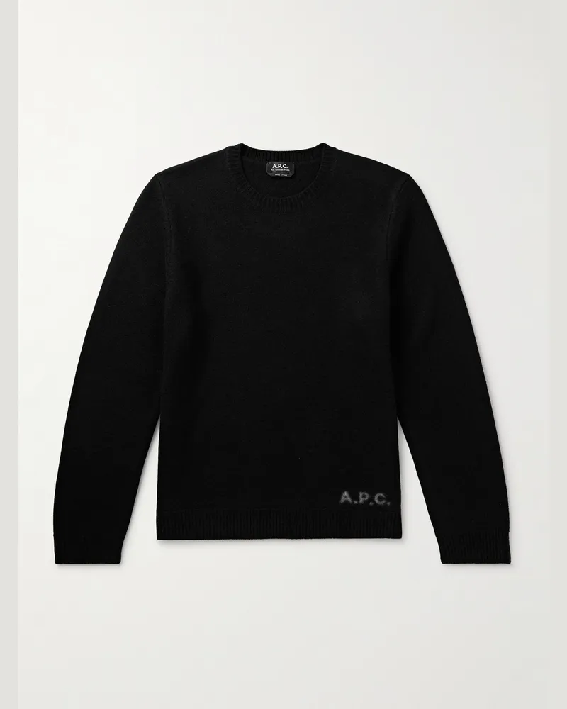 A.P.C. Edward Pullover aus Schurwolle mit Logoprint Schwarz