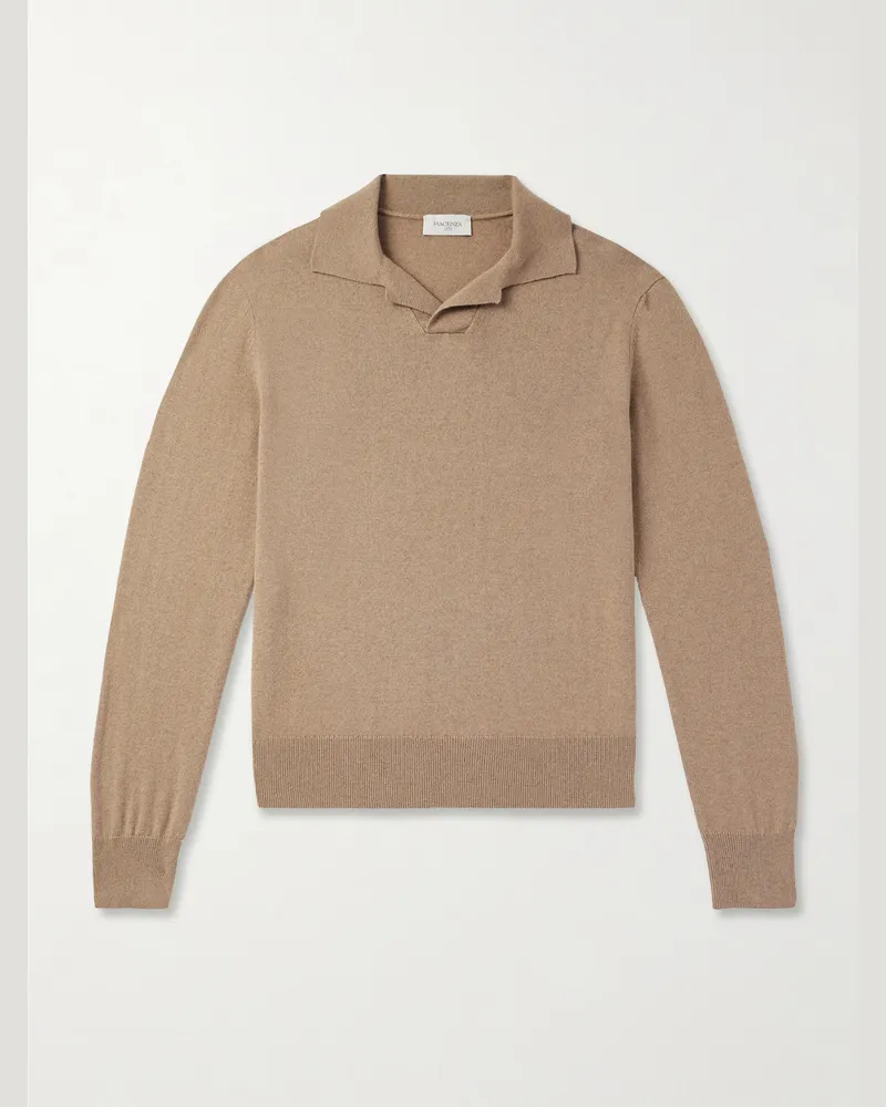 PIACENZA 1733 Schmal geschnittener Pullover aus Kaschmir mit Polokragen Braun