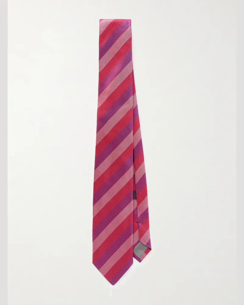 Charvet Gestreifte Krawatte aus Seiden-Jacquard, 8,5 cm Rot