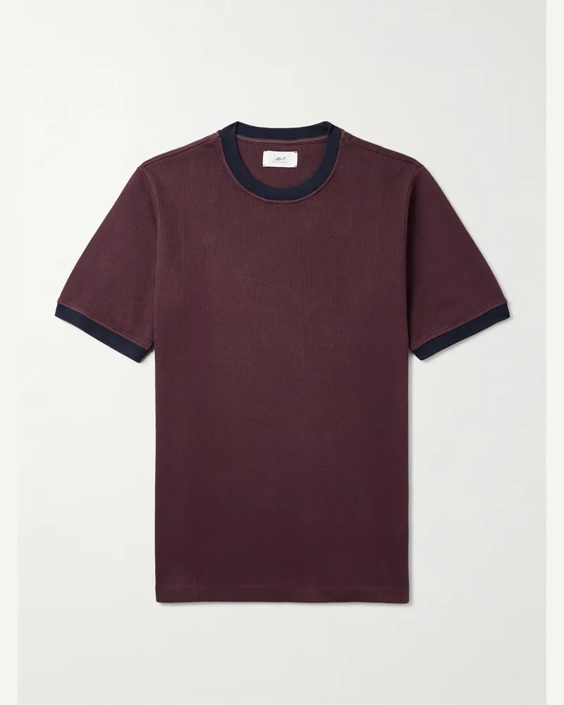 MR P. Two-Tone Organic Cotton-Jersey T-Shirt Purple