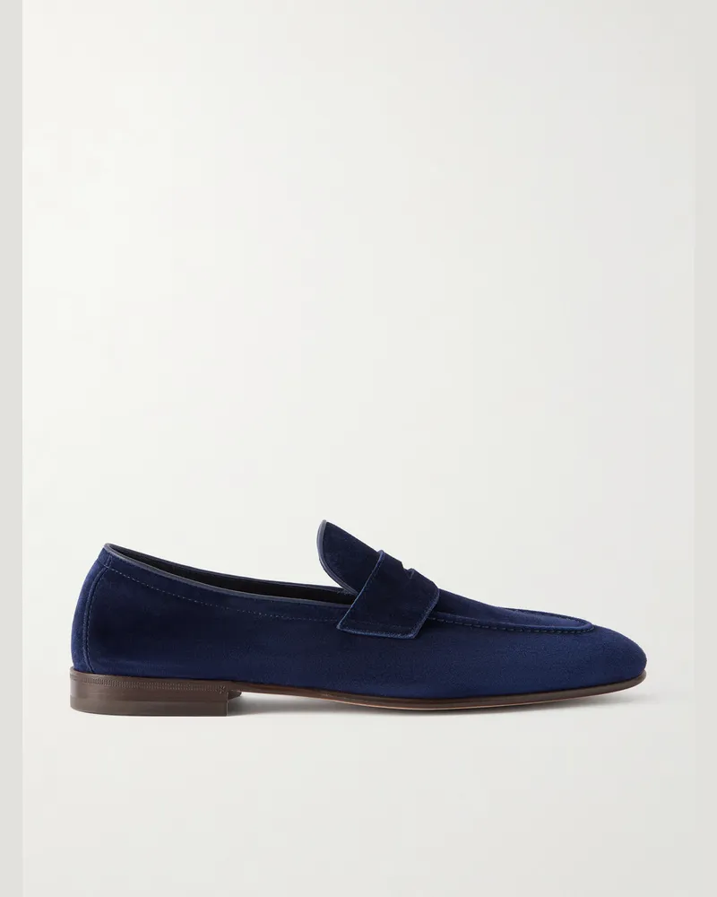 Brunello Cucinelli Suede Penny Loafers Blue
