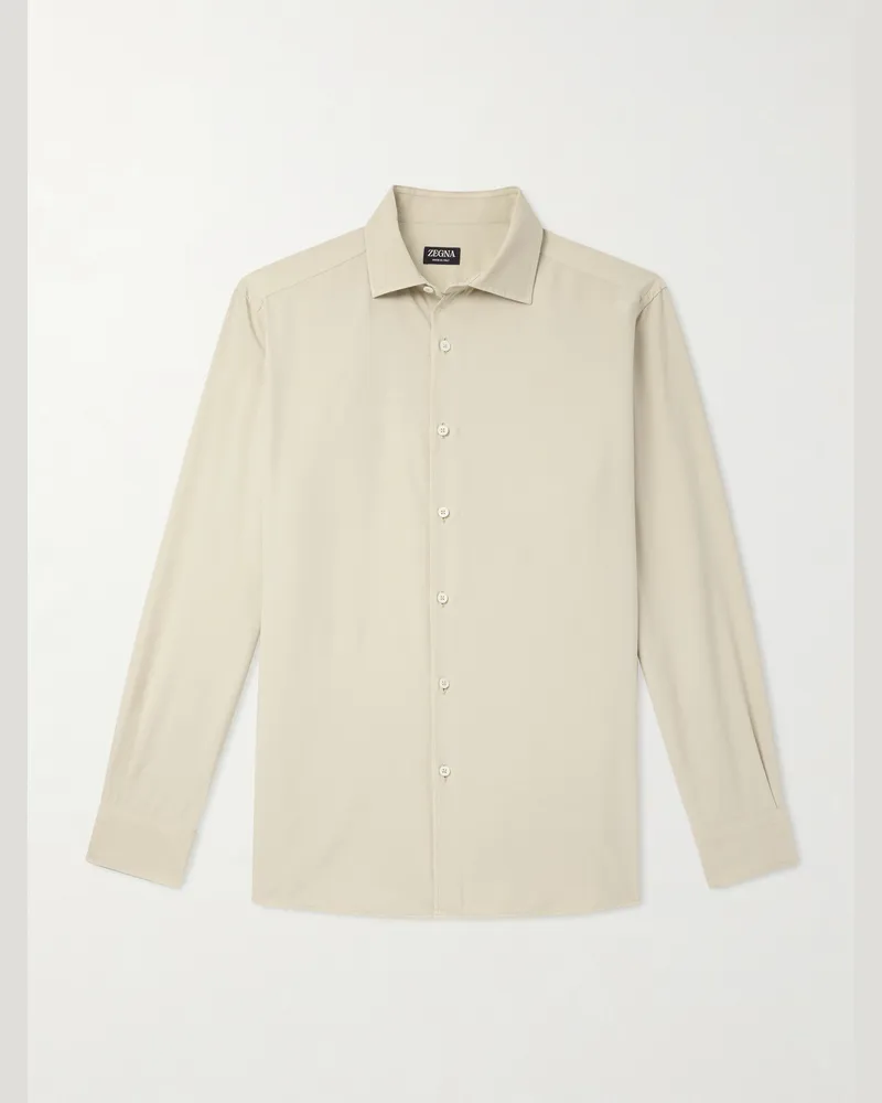 Ermenegildo Zegna Hemd aus Maulbeerseide mit Haifischkragen Neutral