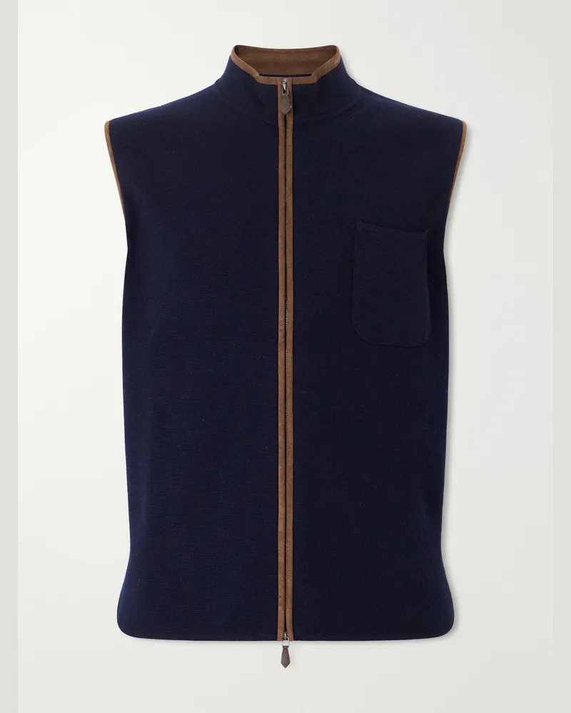 N.Peal Shaftsbury Organic Cashmere Gilet Blue