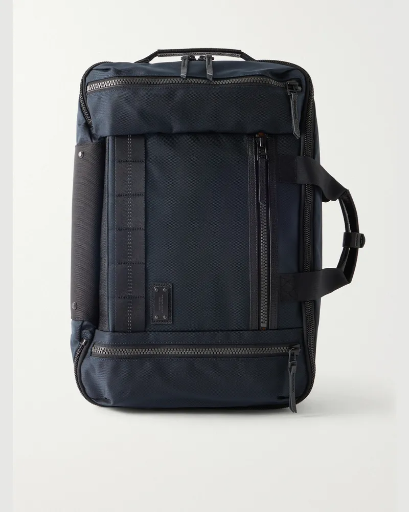 MASTER PIECE Rise Leather and Canvas-Trimmed CORDURA® MasterTeX Backpack Blue