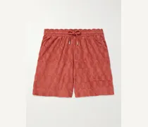Gerade geschnittene Shorts aus Biobaumwollfrottee mit Jacquard-Muster und Kordelzugbund