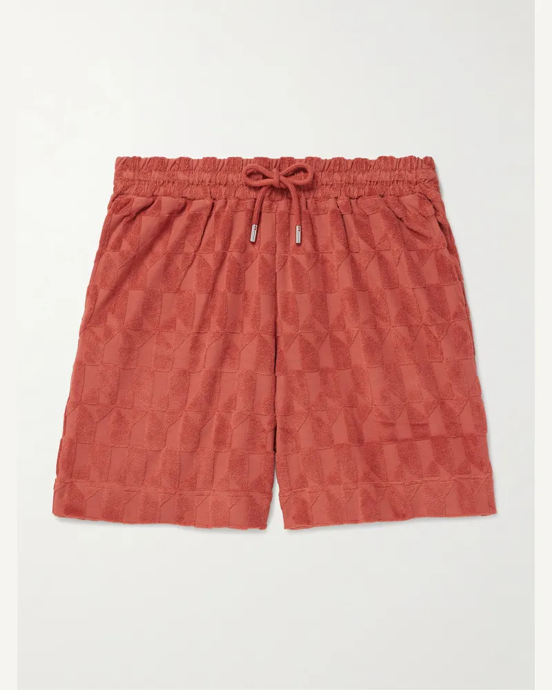 MR P. Gerade geschnittene Shorts aus Biobaumwollfrottee mit Jacquard-Muster und Kordelzugbund Orange