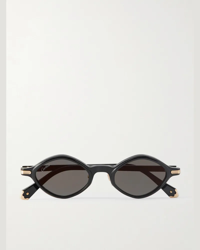 Cartier Godron Sonnenbrille mit ovalem Rahmen aus Azetat Schwarz