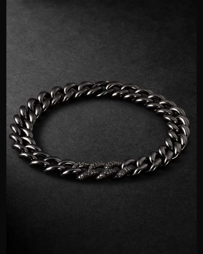 SHAY 18-Karat Blackened Gold, Ceramic and Diamond Bracelet Black