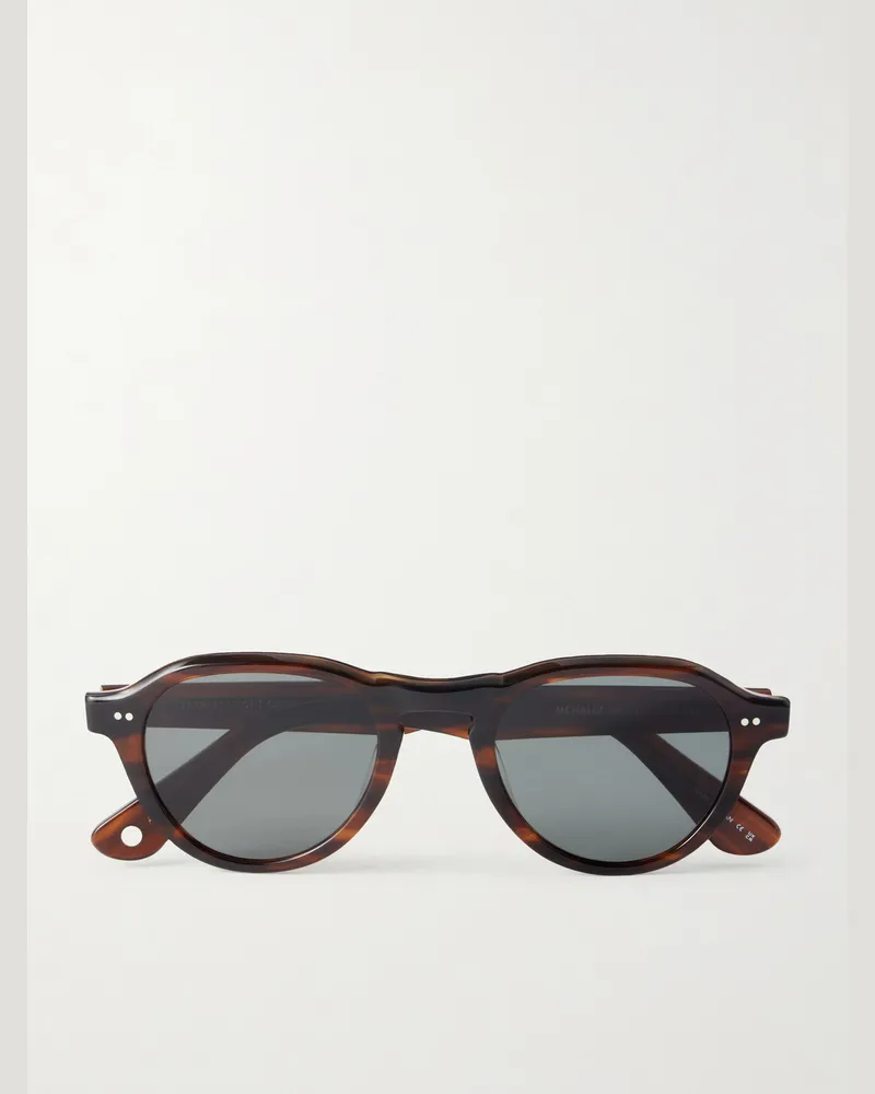 Garrett Leight McNally Oval-Frame Acetate Sunglasses Brown