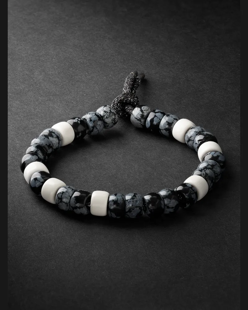 Carolina Bucci Forte Beads Armband aus geschwärztem Gold, Obsidian und Magnesit Schwarz
