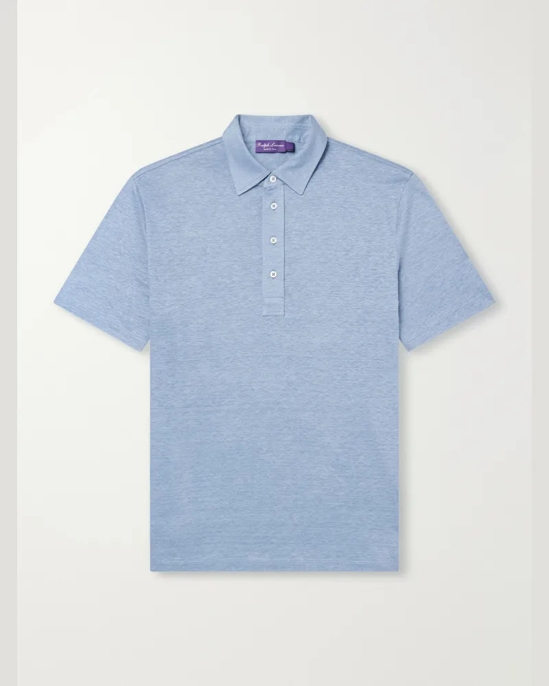 Ralph Lauren Linen-Jersey Polo Shirt Blue