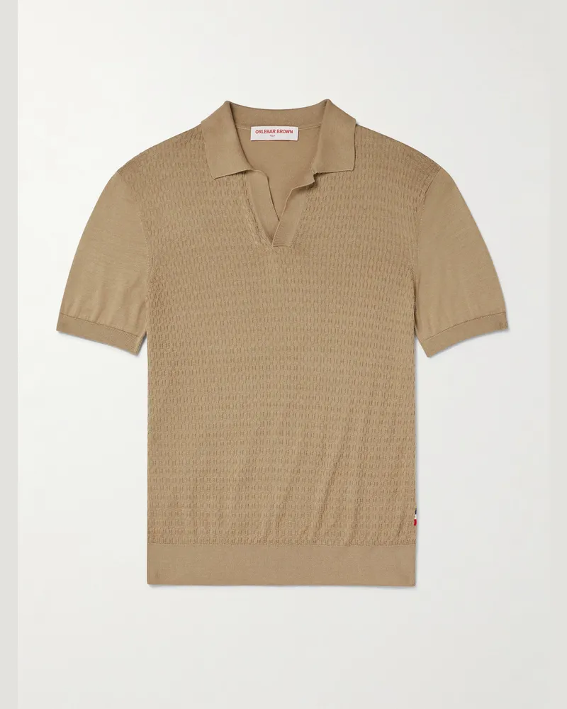 Orlebar Brown Horton schmal geschnittenes Polohemd aus einer Maulbeerseiden-Biobaumwollmischung Neutral