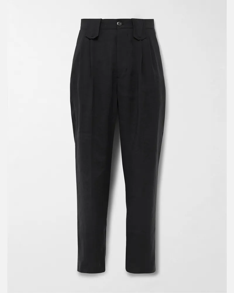 Nanushka Mats Slim-Fit Pleated Modal-Blend Trousers Black