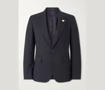 Slim-Fit Logo-Jacquard Woven Blazer