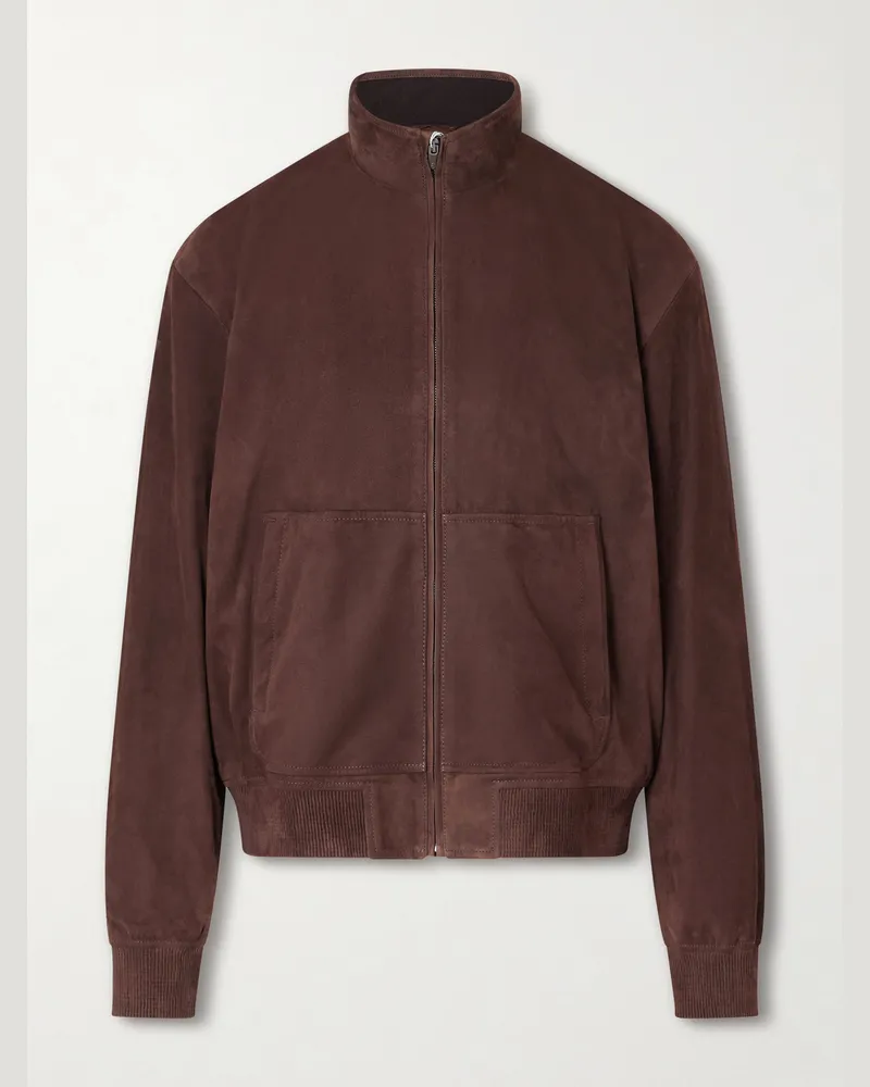 Ralph Lauren Suede Bomber Jacket Brown