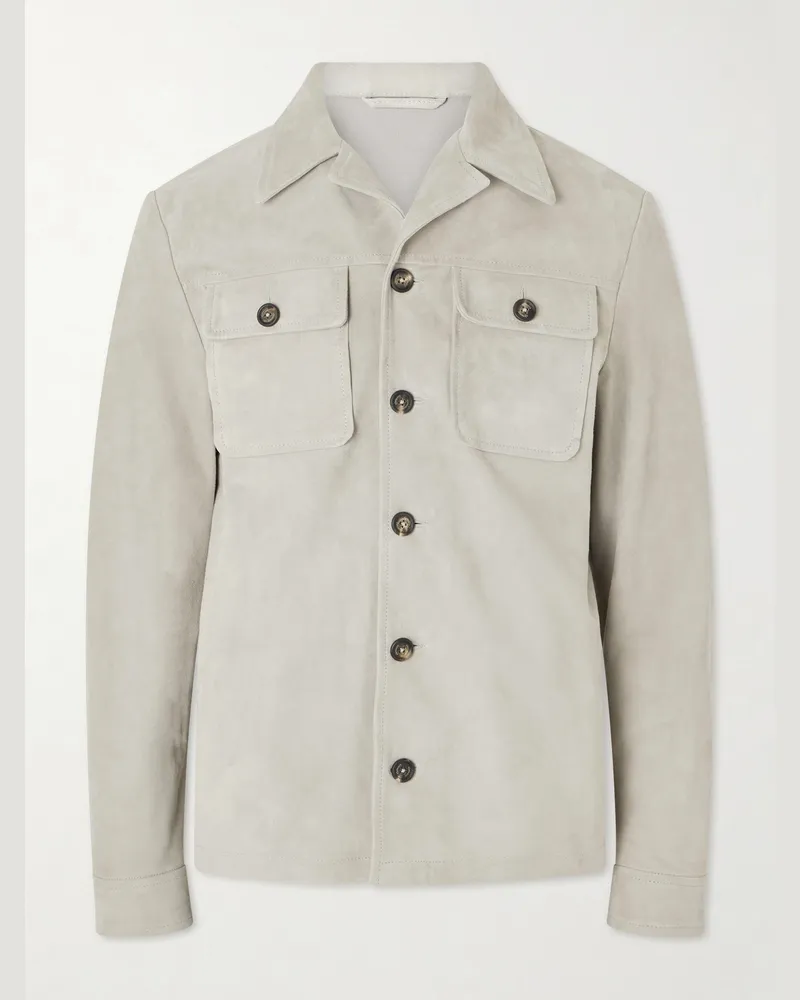 Eleventy Suede Jacket Neutrals