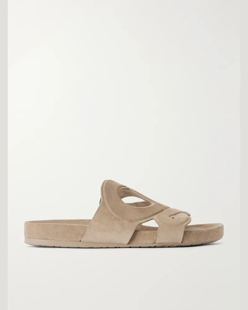 Loewe Paula's Ibiza Ease Monogram Suede Slides Neutrals