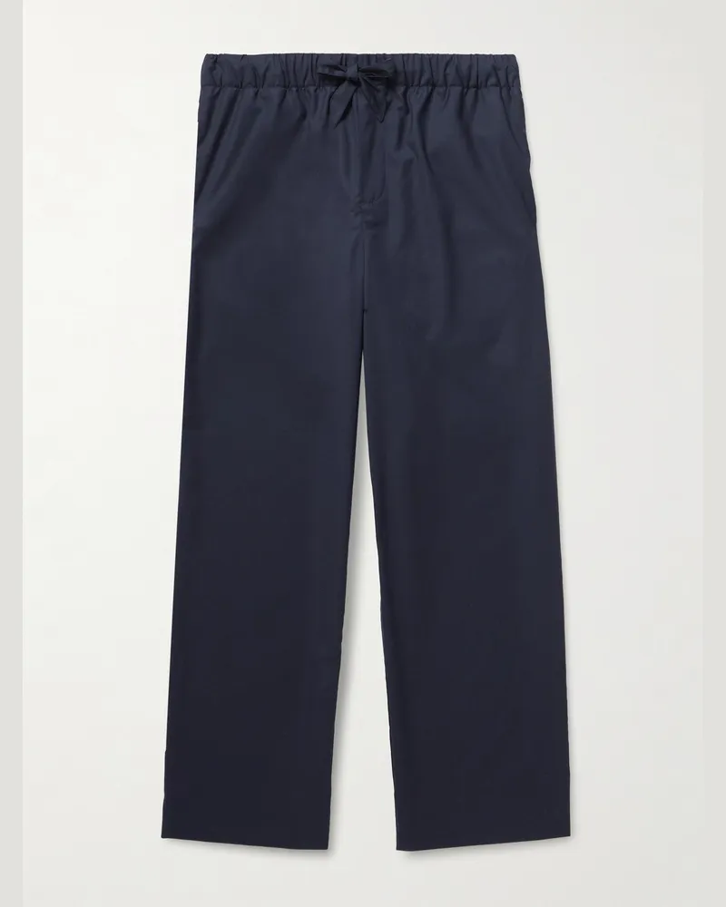 Frescobol Carioca Luan Straight-Leg Wool Drawstring Trousers Blue