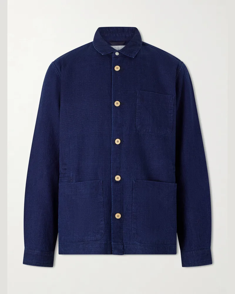 Folk Assembly Checked Cotton Jacket Blue
