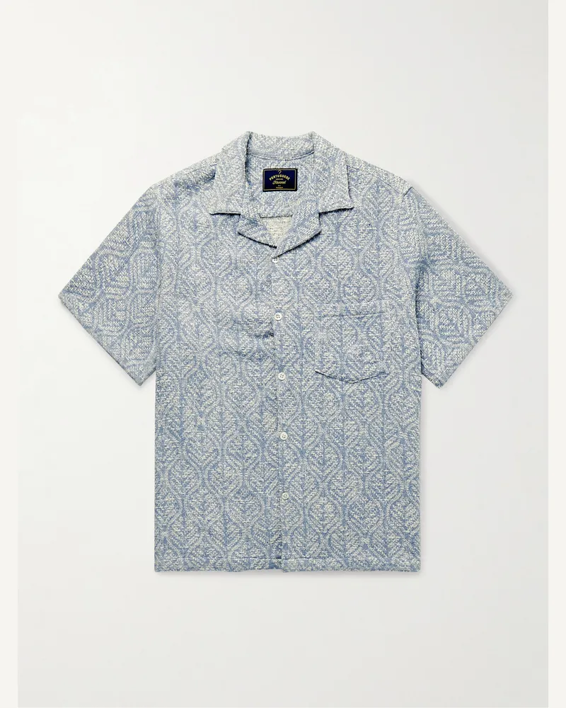 Portuguese Flannel Pascal Hemd aus Jacquard aus einer Baumwollmischung mit Reverskragen Blau
