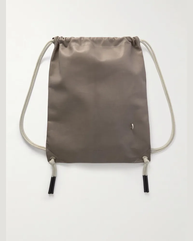 Rick Owens Rucksack aus Leder mit Kordelzug und Verzierung Braun