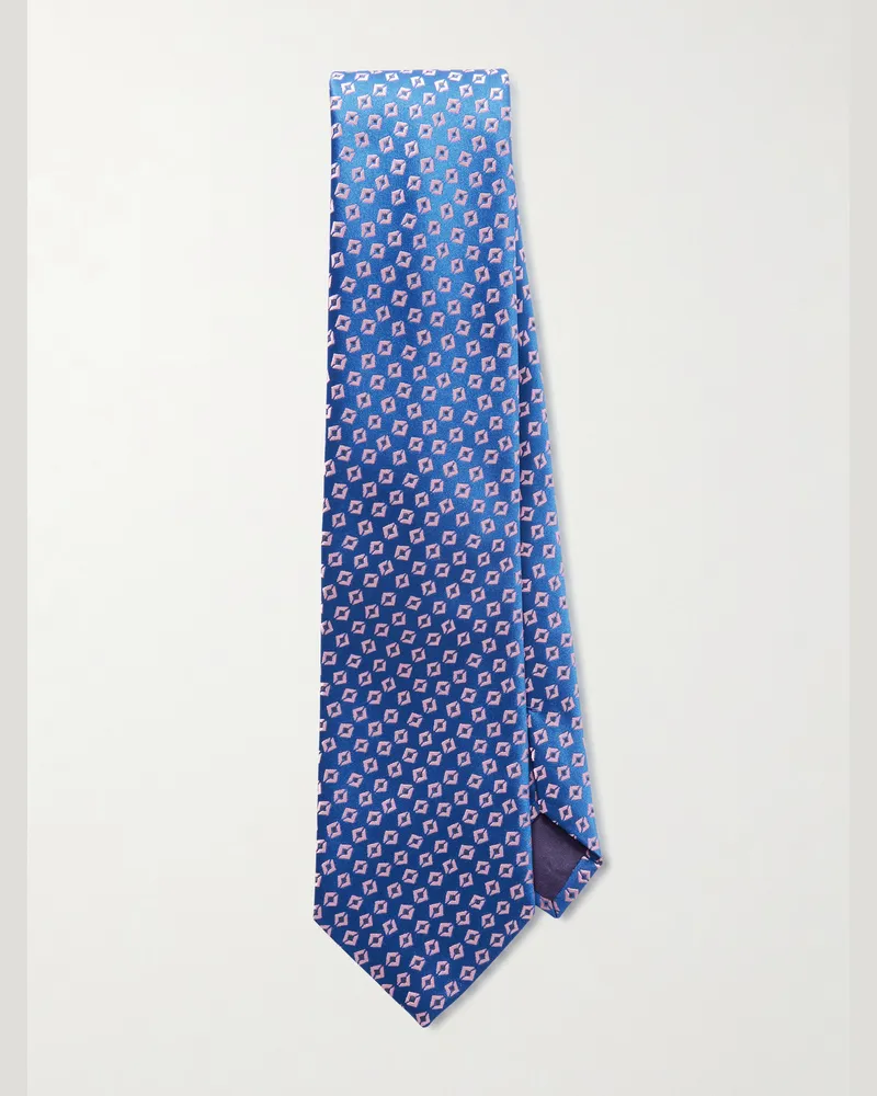 Charvet Krawatte aus Seide mit Stickereien, 8 cm Blau