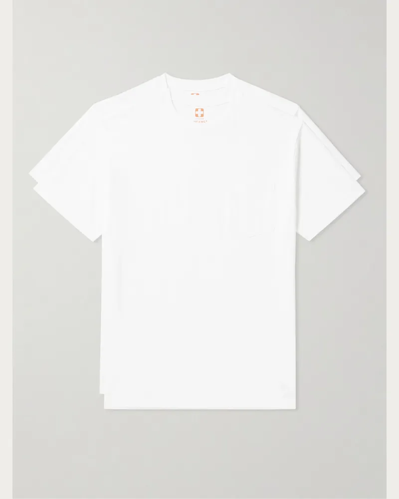 Beams Plus Set aus zwei T-Shirts aus Baumwoll-Jersey Weiß