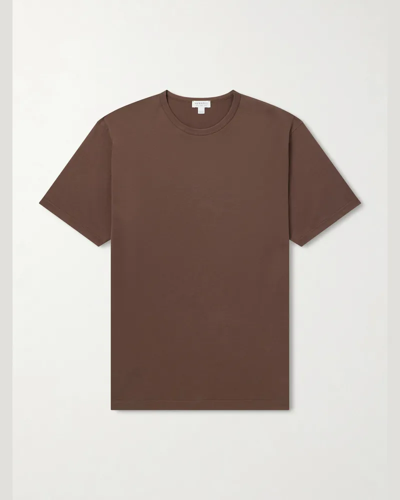 Sunspel Slim-Fit Cotton-Jersey T-Shirt Brown