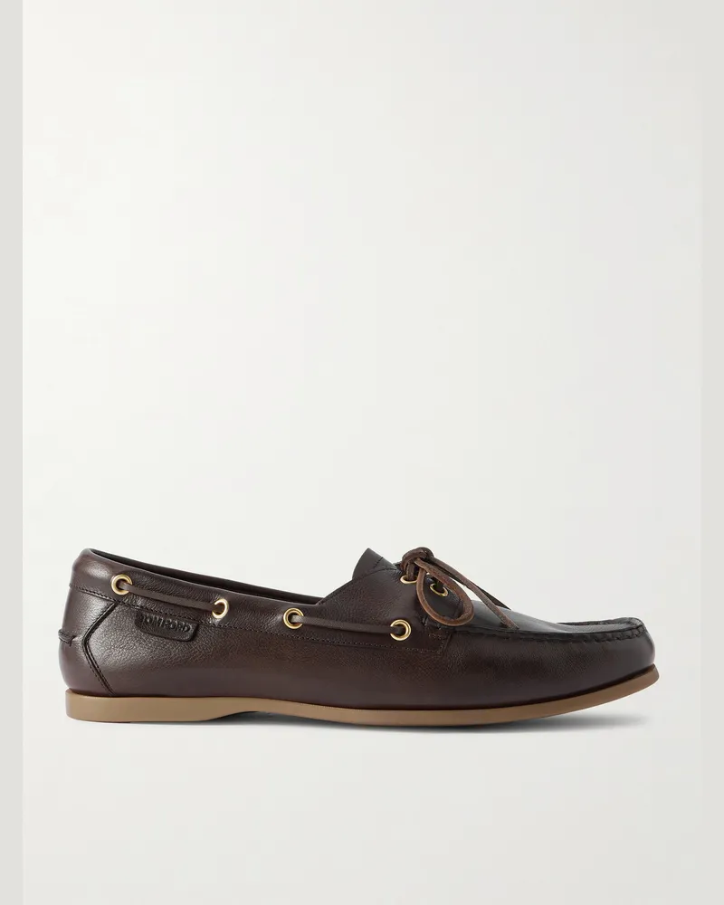 Tom Ford Robin Bootsschuhe aus vollnarbigem Leder Braun