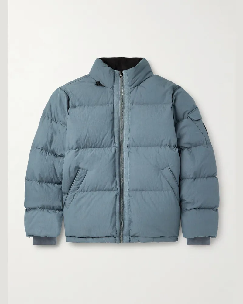 Rag & Bone Daunenjacke aus gestepptem Shell aus einer Baumwollmischung mit Kapuze und Logoapplikation Blau