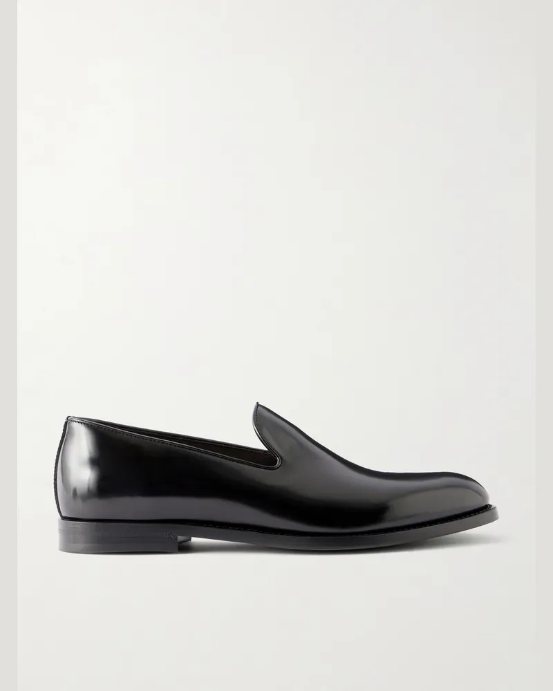 Brunello Cucinelli Evening Glossed Leather Loafer Black