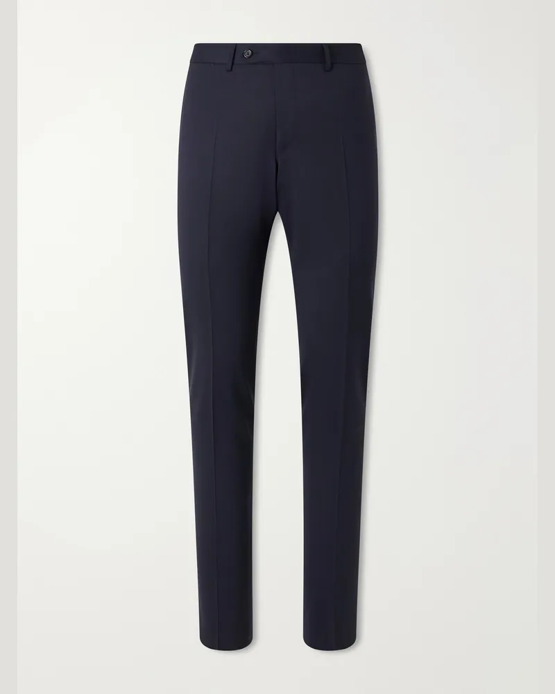 Canali Straight-Leg Wool-Blend Twill Trousers Blue