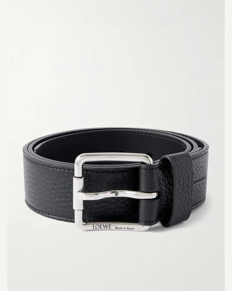Loewe Roller Curve Gürtel aus vollnarbigem Leder, 4 cm Schwarz