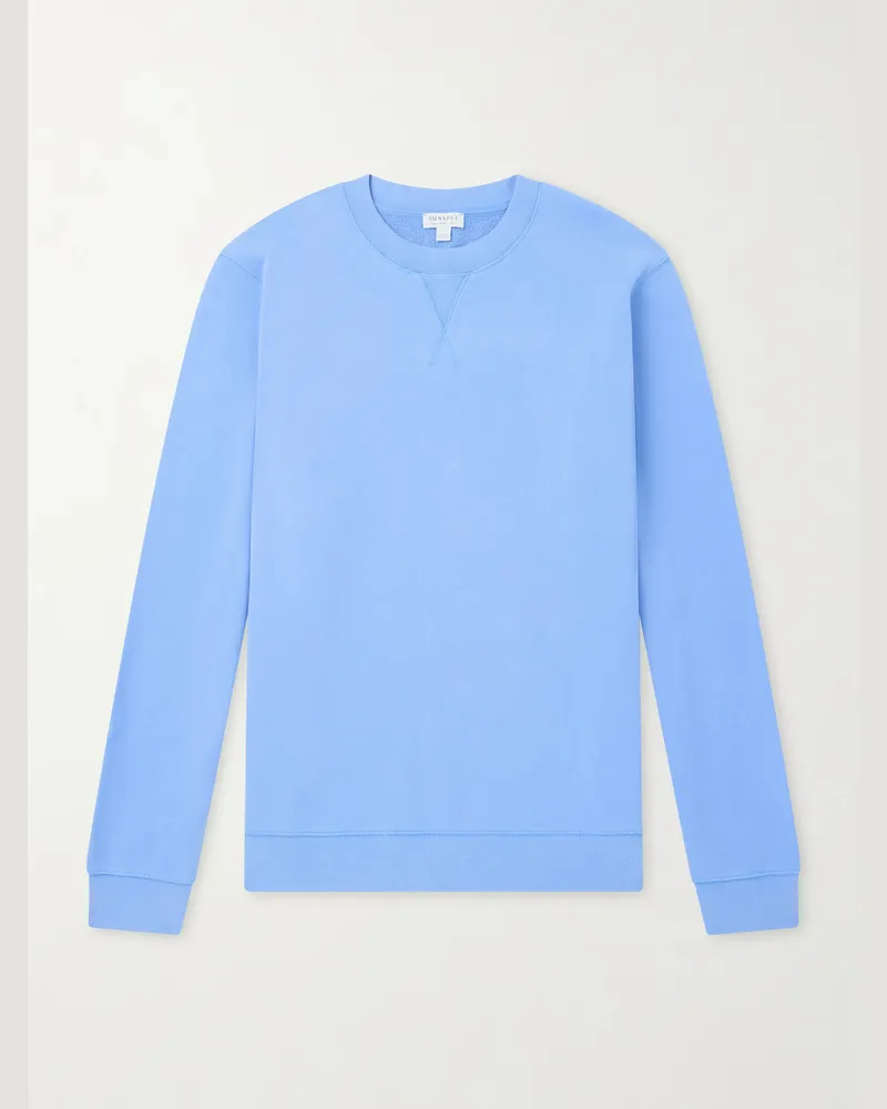 Sunspel Cotton-Jersey Sweatshirt Blue