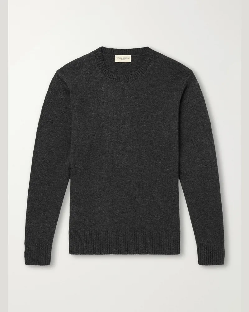 Officine Generale Mycrew Merino Wool and Cashmere-Blend Sweater Gray
