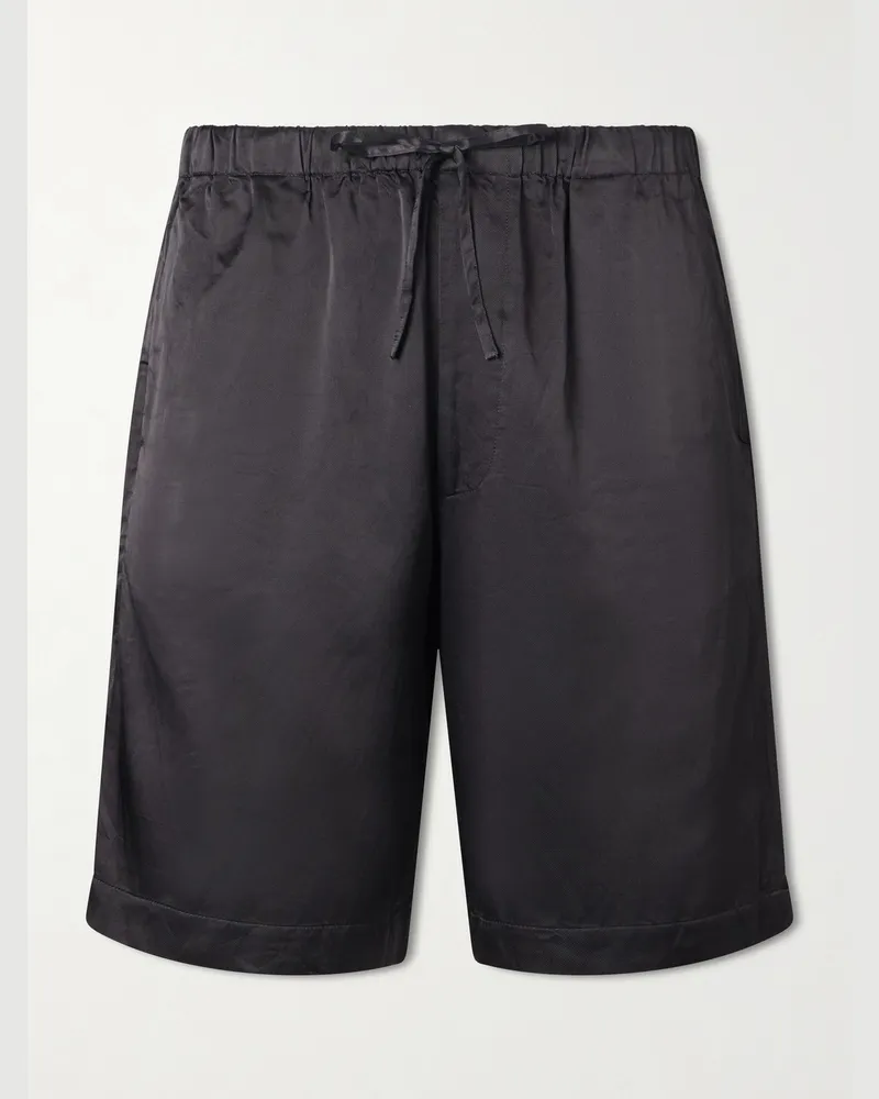 Dries van Noten Straight-Leg Twill Drawstring Shorts Black