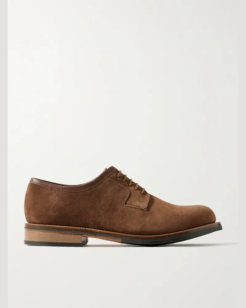 Grenson  Camden Derby-Schuhe aus Veloursleder mit Lederbesatz Braun