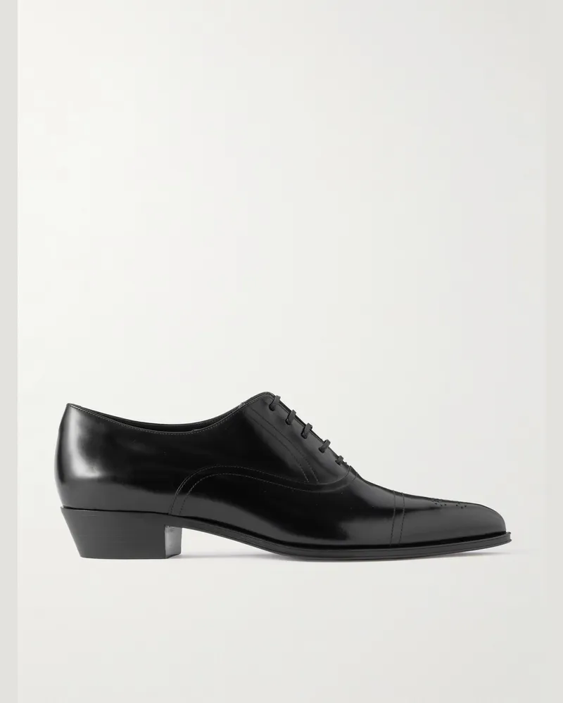 Celine Oxford-Schuhe aus glänzendem Leder mit Perforationen Schwarz