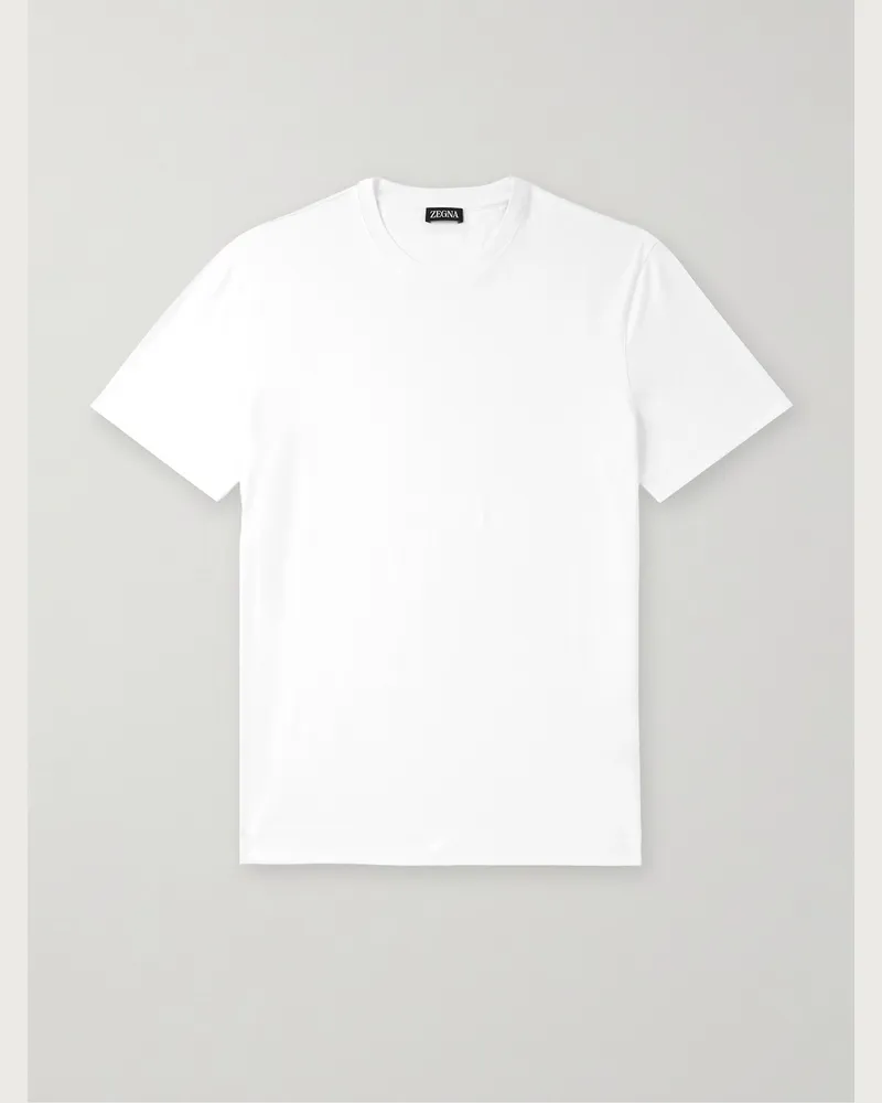 Ermenegildo Zegna T-Shirt aus Baumwoll-Jersey Weiß