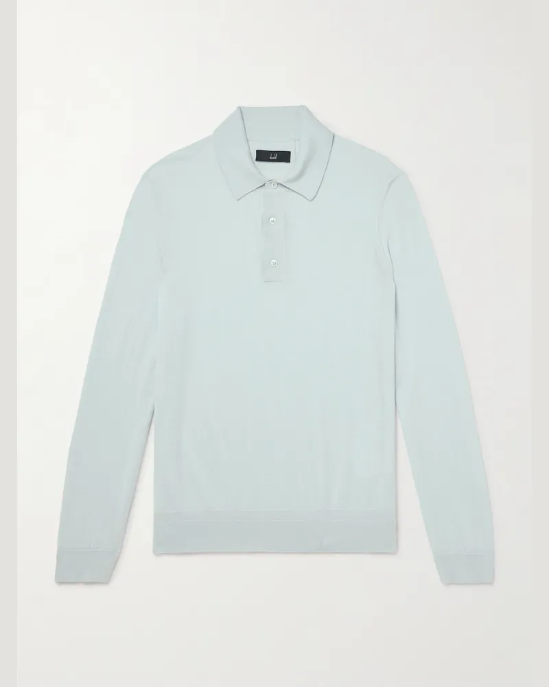 Dunhill Schmal geschnittener Pullover aus Kaschmir mit Polokragen Blau
